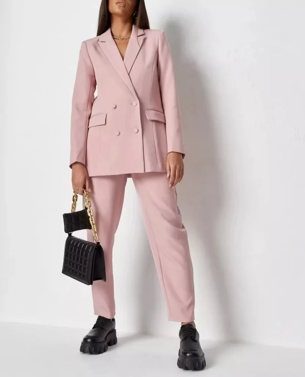 Autumn New Women Casual Suits Set Fall Clothing Ladies Office Pink Blazer - Image 3