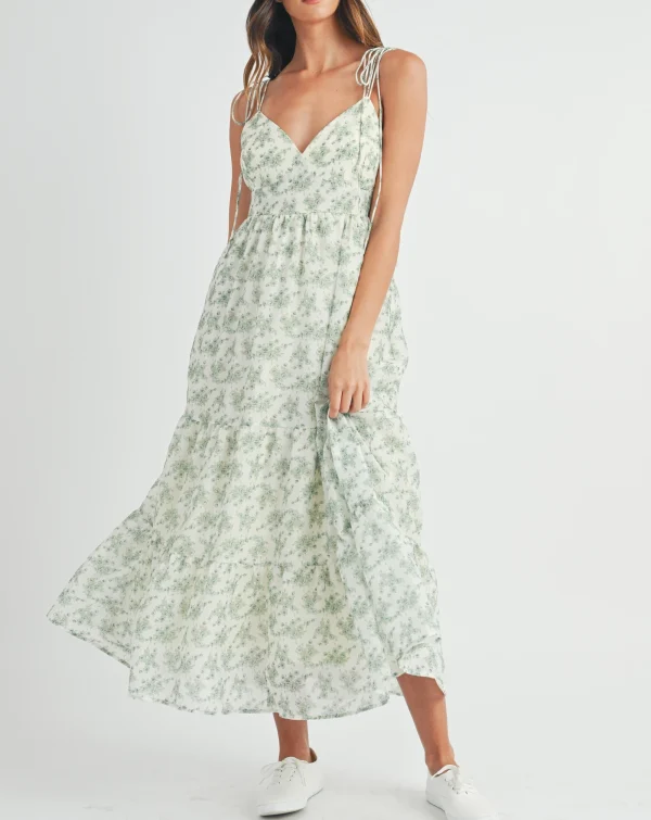 Design Women Summer 2025 Midi Dress Vacation Floral Halter Strap Spring Casual Beach Long Flowy Sundress - Image 2