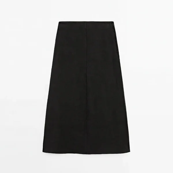 Simple Women's Skirt Summer High Waist Pure Cotton Linen Black Slimming Skirts for Women - Image 5