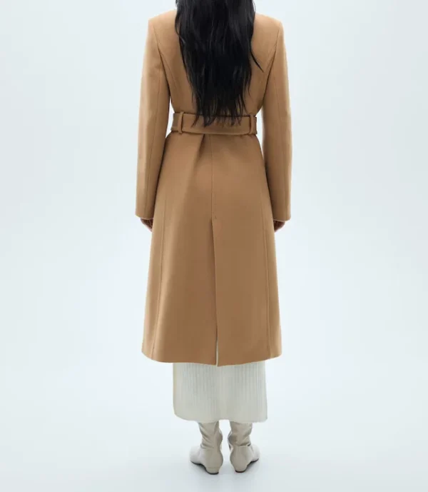 Long Design Belted Woolen Coat for Women Long Sleeves With Slit Trench Coat Women Luxury Winter Coat Women - Image 5