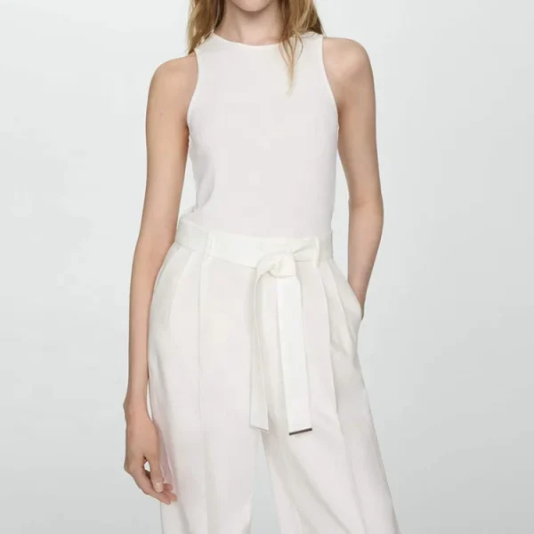 Top Fashion New Summer Clothing Elegant Office Lady White Linen Jumpsuit Women Rompers Casual Bodysuit With Belt - Image 4
