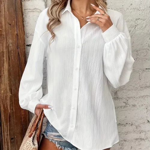 Women’s Summer Casual Shirts Retro Vintage V-Neck Design Mixed Styles Breathable Tops With Long Short Sleeves Randomly Shipped