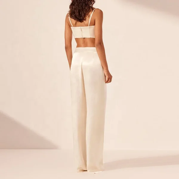 New Fashion Flax Clothing Casual Lady Loose Floor -length Formal Trousers High Waist Wide-leg Pants for Women - Image 4