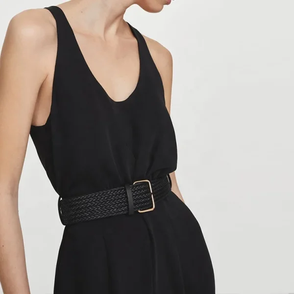 Solid Color Summer Casual Women Vest Plain Rompers Black Linen and Cotton One Piece Jumpsuits - Image 5