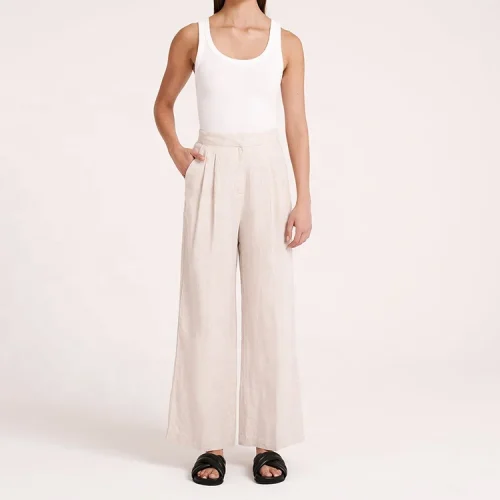 Summer Loose Long Trousers Women Casual Cotton Linen Fabric Wide Leg Pants Ladies Female