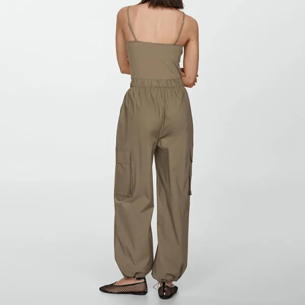 Good Quality Elegant Fashion Women 100% Cotton Linen Blend Sling  Jumpsuits With Pocket Ladies Loose Sleeveless Bodysuits - Image 2