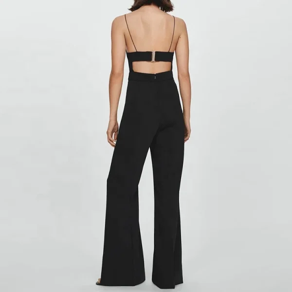 Luxury Sexy Low Cut Spaghetti-strap Sleeveless Jumpsuit Women Floor-length Hollow One Piece Bodysuits - Image 2
