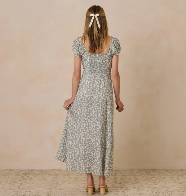 Elegant Design square Collar Floral Print Side Slit Casual Dresses Women Bohemian Style Fashion Summer Dress - Image 2