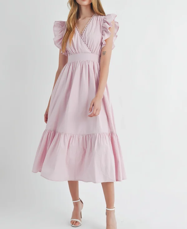 Clothing Ladies Summer Dress Solid Women Casual Elegant Cotton Linen Midi Dress