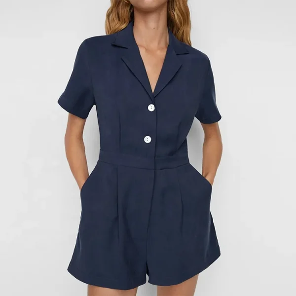 Eco Friendly Women Summer Solid Casual Cotton Linen Slim Women Jumpsuit Shorts Bodysuit Playsuit Clothing Shorts Rompers