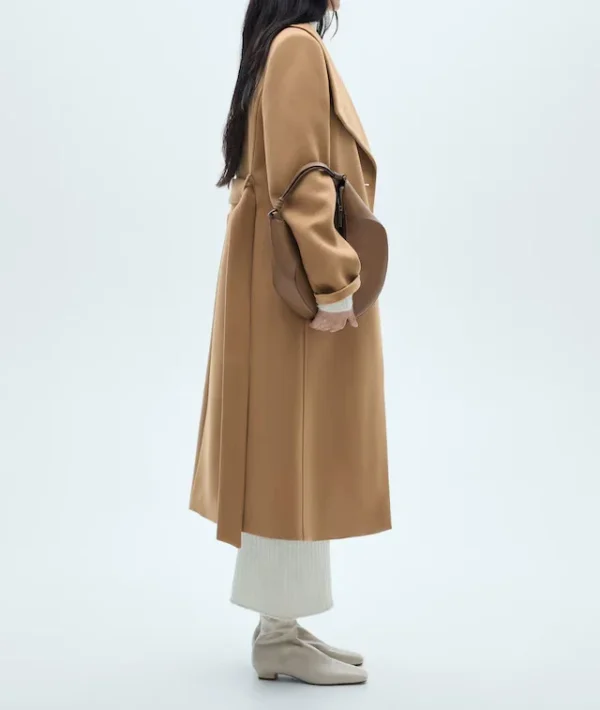 Long Design Belted Woolen Coat for Women Long Sleeves With Slit Trench Coat Women Luxury Winter Coat Women - Image 4