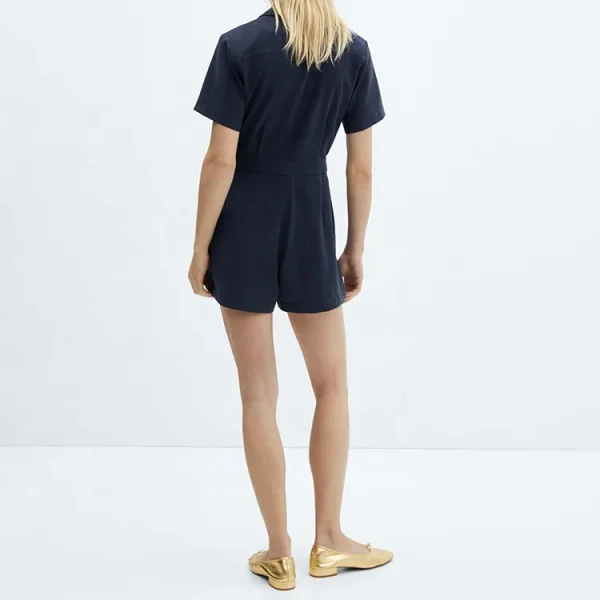 Eco Friendly Women Summer Solid Casual Cotton Linen Slim Women Jumpsuit Shorts Bodysuit Playsuit Clothing Shorts Rompers - Image 4