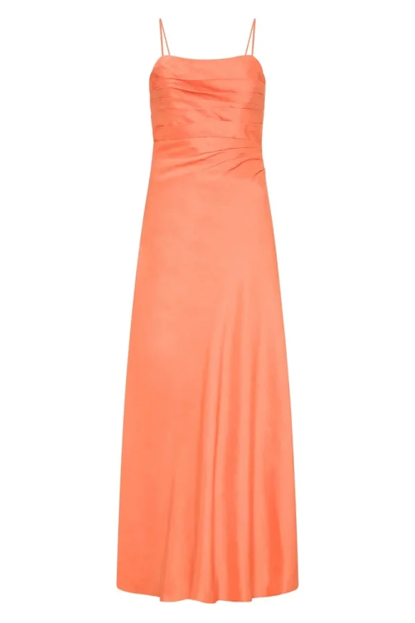 Draped Cotton Linen Women Long Dress Spaghetti Straps Slim Fit Maxi Dress - Image 6