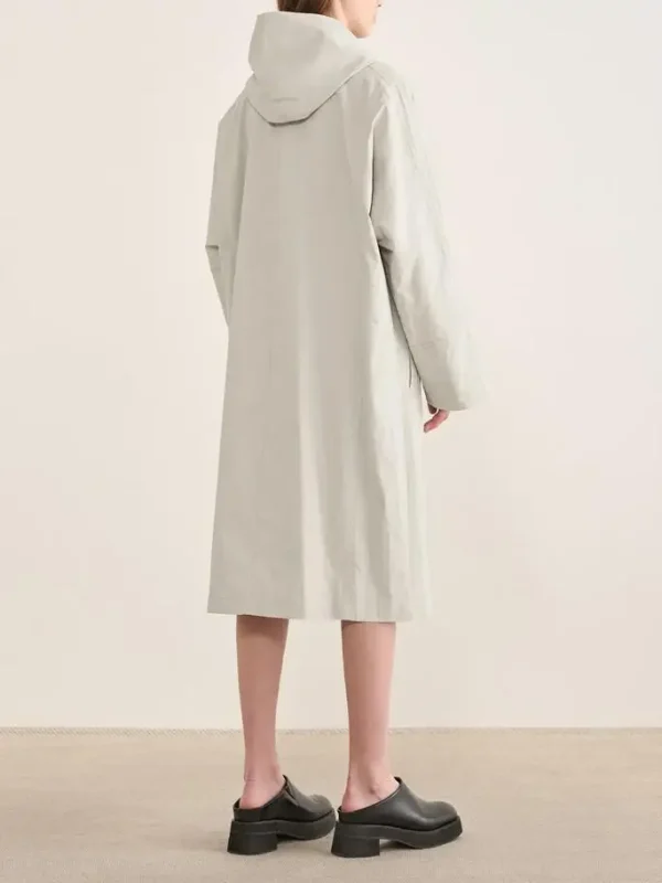 New Fashion Design 100% Linen Hooded Trench Coat Front Button Closure Women Linen Suit Coat - Image 2