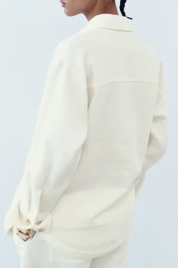 New Casual Fashion 100%cotton Loose Shirt Classic Retro Casual Long Sleeve Lapel Elegant Women's Shirt - Image 3
