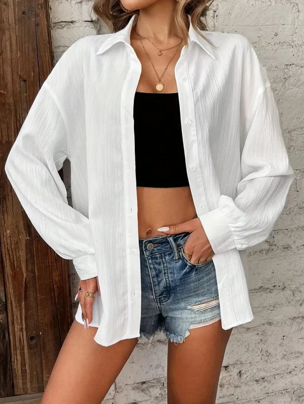 Women's Summer Casual Shirts Retro Vintage V-Neck Design Mixed Styles Breathable Tops With Long Short Sleeves Randomly Shipped - Image 3