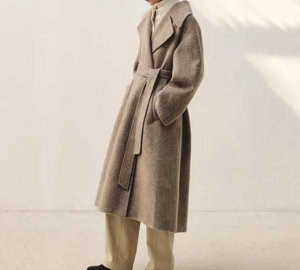 Wool Coat Women Cashmere Single Button Long Trench Coat Winter Wear Long Coat for Women - Image 4