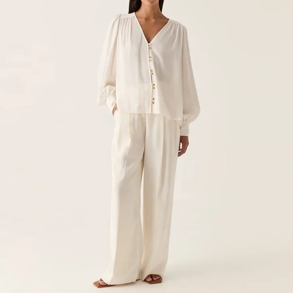 Long Sleeve Cotton White Linen Blouse High Quality Lady Elegant Shirt for Women - Image 6
