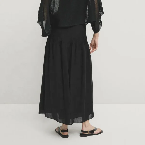 High Quality New Fashion Linen Cotton Solid Skirts for Women's Loose Plus Size Long Ladies Skirt - Image 2