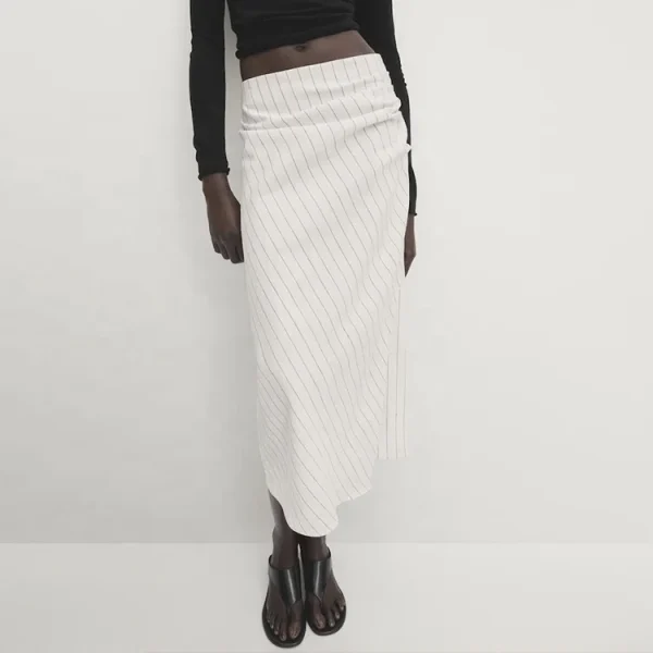 Clothing Simple Women's Summer High Waist Flax Skirt Slimming High Waisted Dresses for Ladies