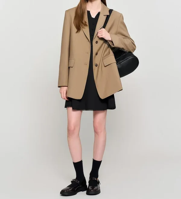 Office Lady Fashion Suit Jacket Ladies Boxy Khaki Twill Suits Casual Solid Color Blazer Suits