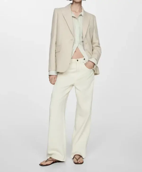 New Design Casual Cotton Linen Jackets Ladies Business Blazer High Quality  Lapel V-neck Collar Women Linen Suit Jacket
