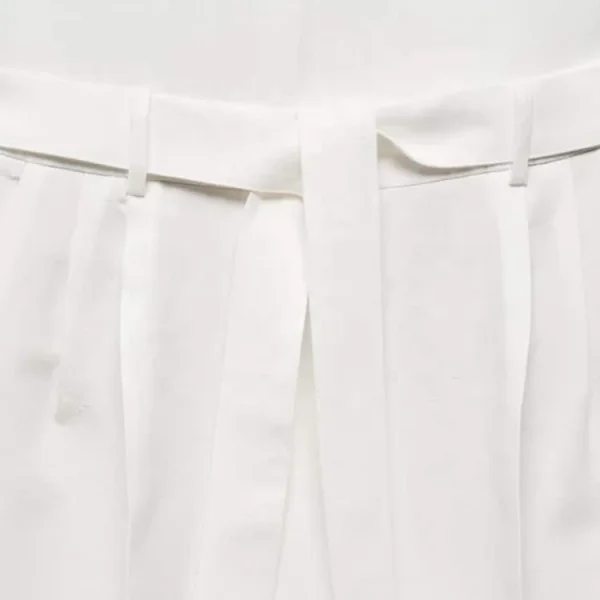 Top Fashion New Summer Clothing Elegant Office Lady White Linen Jumpsuit Women Rompers Casual Bodysuit With Belt - Image 5