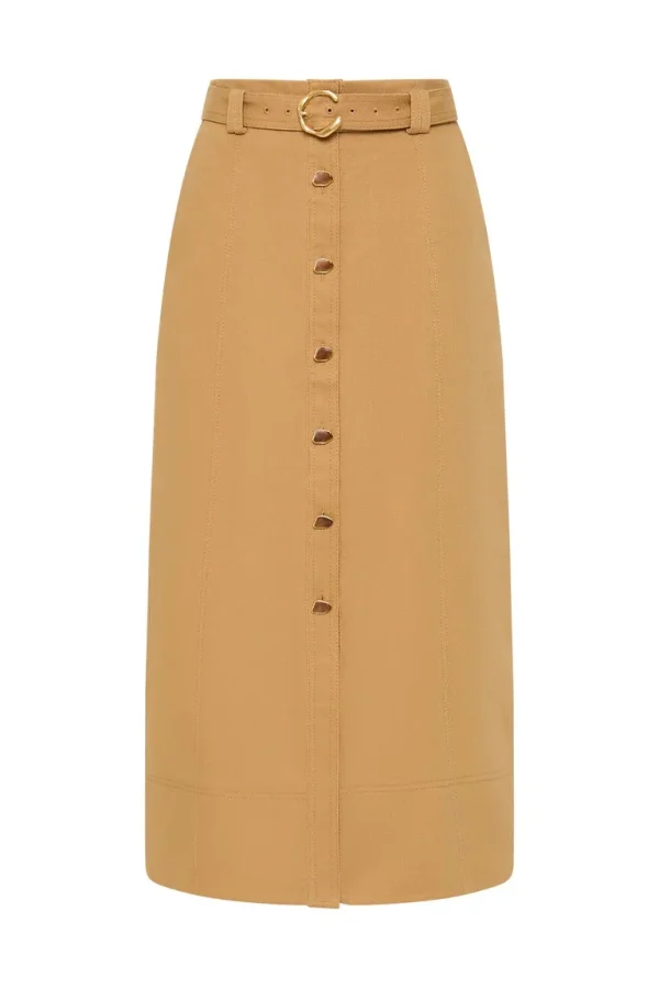 Fashion Style High Quality Cargo Skirt 100%Cotton Button Closure Midi Skirt Long Skirt for Women - Image 5