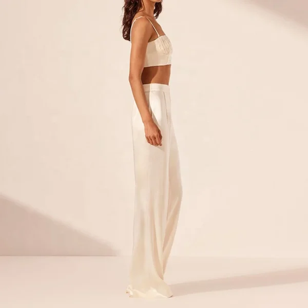 New Fashion Flax Clothing Casual Lady Loose Floor -length Formal Trousers High Waist Wide-leg Pants for Women - Image 3