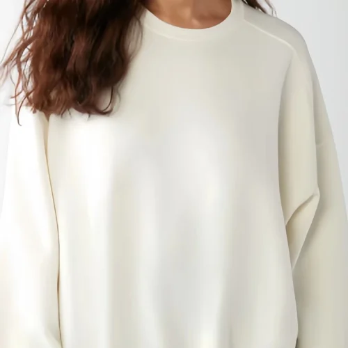 High Quality Women’s Crew Neck Fleece Oversize Fit Basic Cotton Winter Sweatshirt