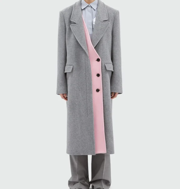 Contracting Color Layer Design Padded Shoulder Trench Coat Women Wool Coats for Women - Image 2