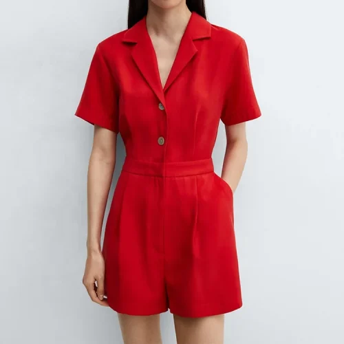 Sustainable Women’s Clothing 100% Cotton Linen Jumpsuits Casual Short Sleeve Hemp Jumpsuit