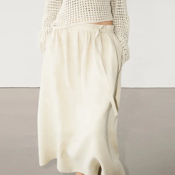 New Design Flax Clothing for Women Solid Color Pocket Long Cotton Linen Skirts A-line Plus Size Slimming Skirts With Belt - Image 4