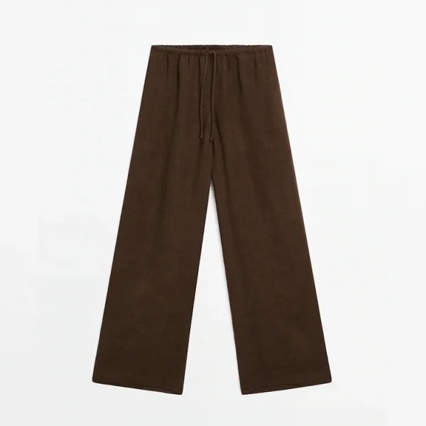 New Design Women's Cotton Linen Blend Soft Floor-length Pants Breathable Lightweight Large Size Straight Trousers - Image 5