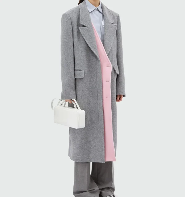 Contracting Color Layer Design Padded Shoulder Trench Coat Women Wool Coats for Women