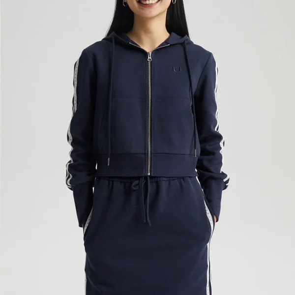 Premium New Arrival Women's Knitted Lace Zipper Sweater Short New American Casual Hoodie