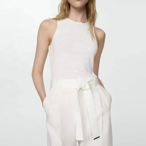 Top Fashion New Summer Clothing Elegant Office Lady White Linen Jumpsuit Women Rompers Casual Bodysuit With Belt - Image 6