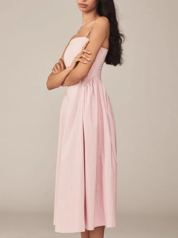 Design Summer Casual Dresses 2025 Hot Sale Elegant Slip Midi Long Striped Dress for Women - Image 3