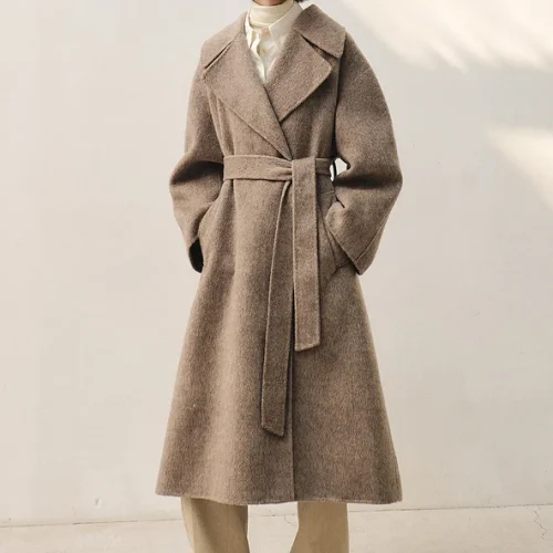 Wool Coat Women Cashmere Single Button Long Trench Coat Winter Wear Long Coat for Women