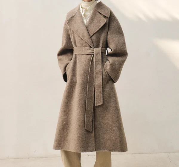 Wool Coat Women Cashmere Single Button Long Trench Coat Winter Wear Long Coat for Women