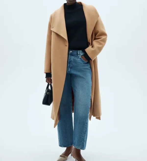Long Design Belted Woolen Coat for Women Long Sleeves With Slit Trench Coat Women Luxury Winter Coat Women - Image 3