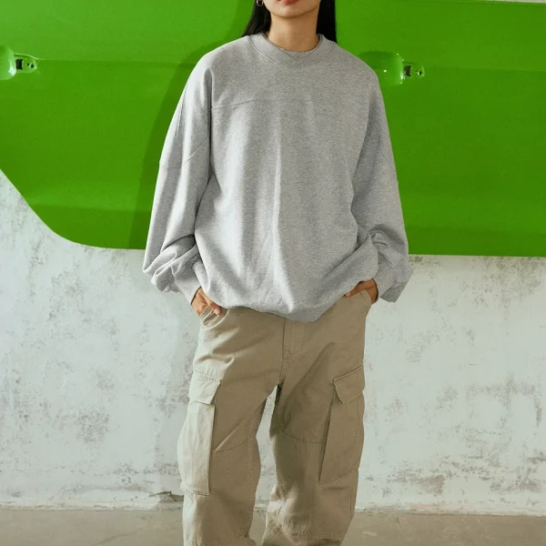 High Quality Double-layer Threaded Pullover Sweatshirt Long Sleeve Casual Loose Tops - Image 6