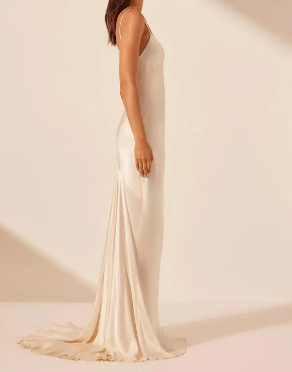 Elegant Ladies Summer Clothing Spaghetti Adjusted Strap Silk Plain Fitted Casual Maxi Women Dresses - Image 4