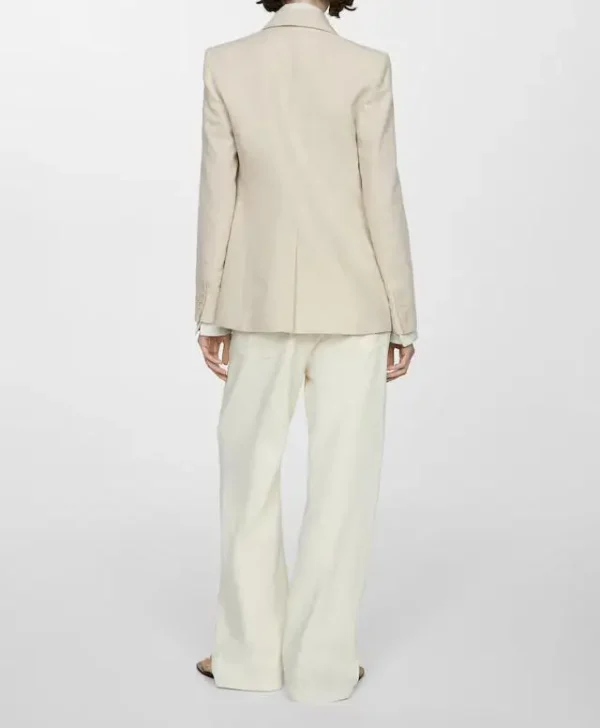 New Design Casual Cotton Linen Jackets Ladies Business Blazer High Quality  Lapel V-neck Collar Women Linen Suit Jacket - Image 3