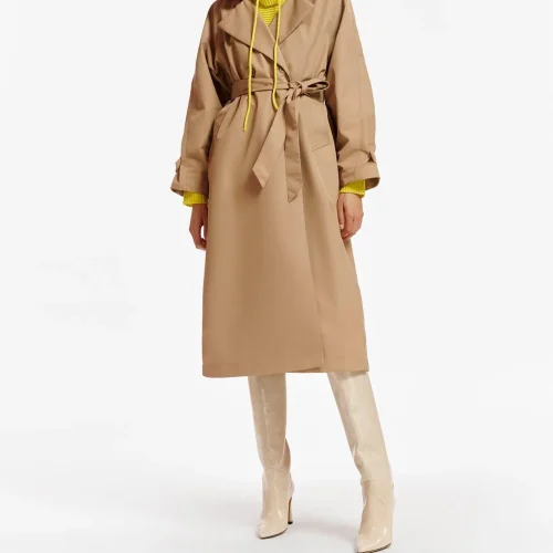 Oversized Hood Trench Coat Polyester Windproof  Premium Women Coats Casual Wear Coats
