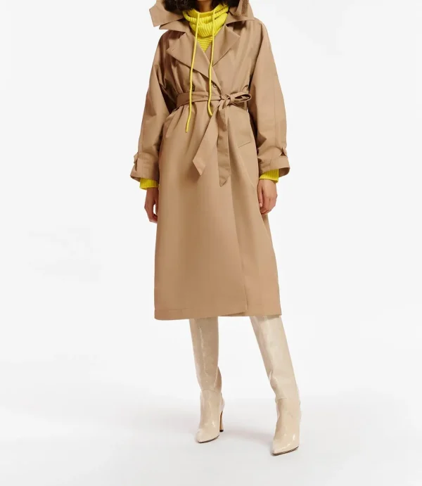 Oversized Hood Trench Coat Polyester Windproof  Premium Women Coats Casual Wear Coats