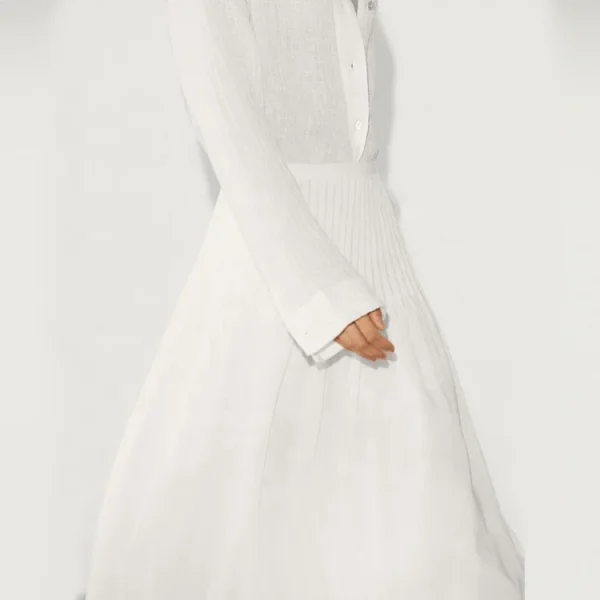 Clothing Summer Women's High Waisted Skirt White Soft Linen Cotton Fabric Loose Elegant A-line Maxi Skirts - Image 6