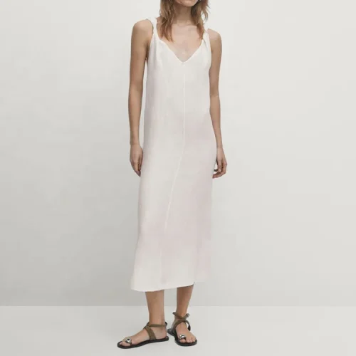 Clothing Women’s Flax Dresses 100% Cotton Linen Sleeveless Maxi Dress Soft Casual Summer Dress