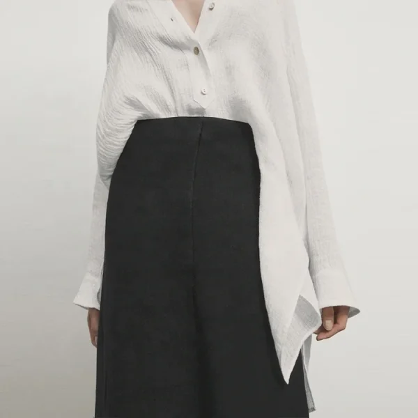 Simple Women's Skirt Summer High Waist Pure Cotton Linen Black Slimming Skirts for Women - Image 3