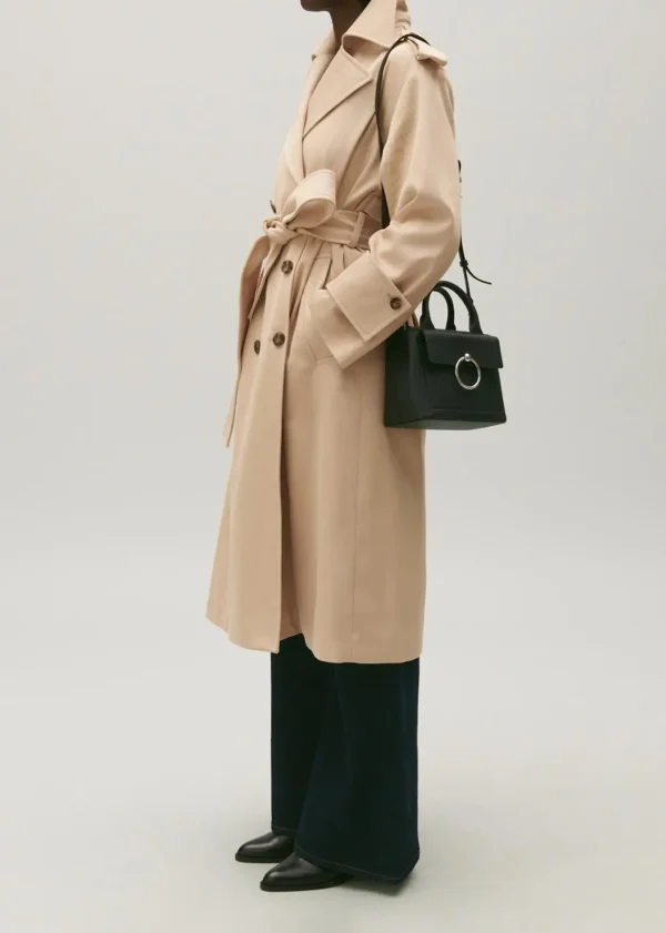Women Fashion Double Breasted Cotton Trench Coat Stand Collar Women Vintage Casual Basic Coat - Image 4